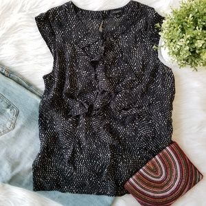 Ann Taylor Ruffle Front Top, Semi Sheer S